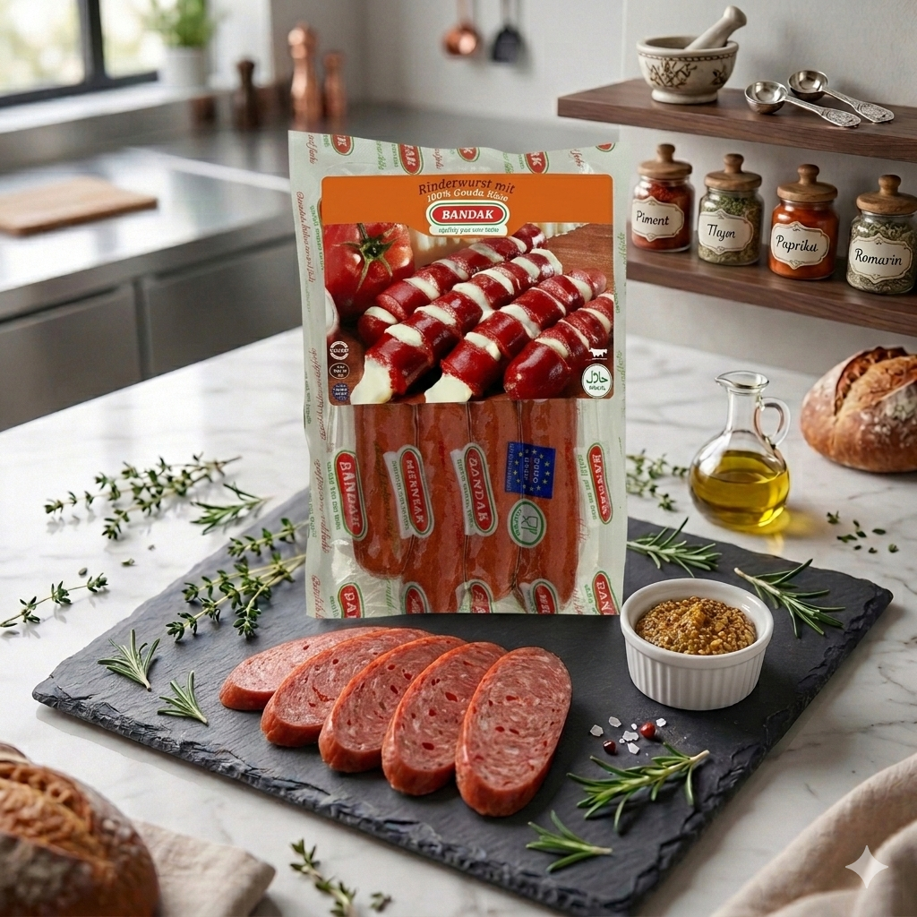 Bandak Rinderwurst mit Gouda Käse (200g)